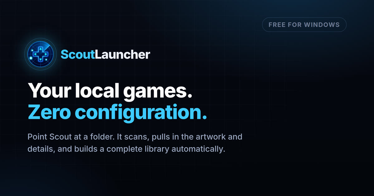 I made a launcher that scans your games folders automatically and builds a library logo
